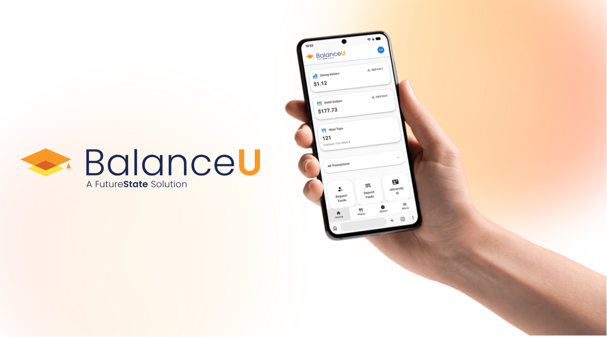 BalanceU app shown on a phone with the BalanceU wordmark